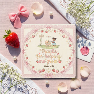 Thanks For Helping Me Grow Black girl Strawberry Bedankkaart