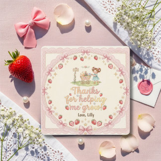 Thanks For Helping Me Grow Brunette Strawberry Bedankkaart