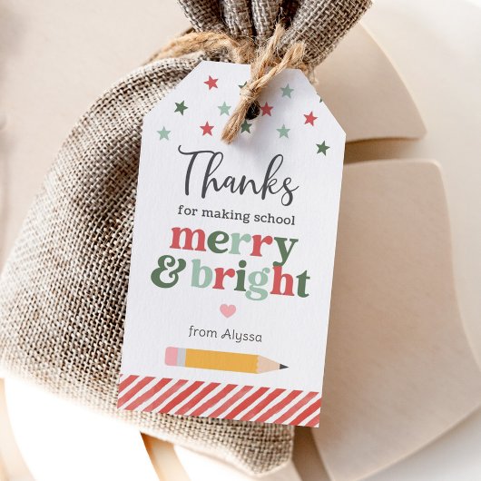 Thanks for Making School Merry and Bright Holiday Cadeaulabel