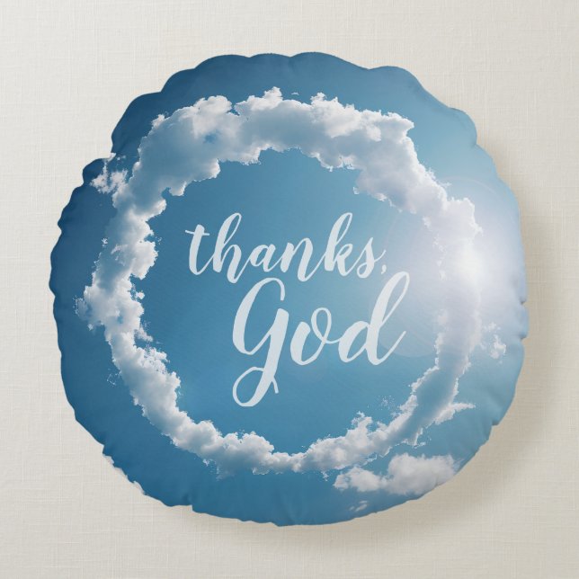 Thanks, God Clouds Photography Blue Sky  Rond Kussen (Voorkant)