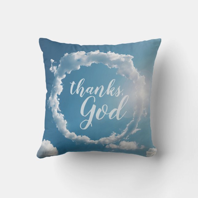 Thanks, God Clouds Photography Blue Throw Pillow Kussen (Achterkant)