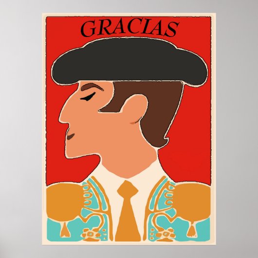 Thanks, Spanish, Matador, Bull Fighter Poster (Voorkant)