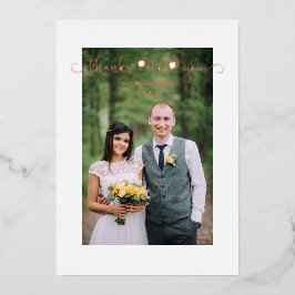 Thanks Wedding Rose Gold Heart Whimsical Script Folie Uitnodiging