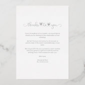 Thanks Wedding Silver Heart Whimsical Script Folie Uitnodiging (Achterkant)