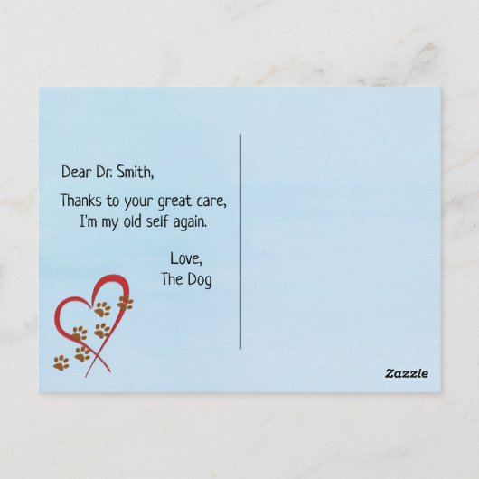 Thanks You to Veterinarian   Briefkaart (Achterkant)