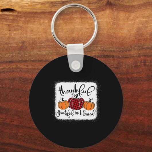 Thanksg, Herfst van Grateful en Blessed Pumpkin Sleutelhanger (Voorkant)