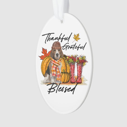 Thanksgiv, Herfst van Grateful Beagle Hondenliefhe Ornament (voorkant)