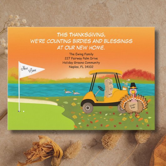 Thanksgivig Golf Cart With Moving Boxes Aankondiging