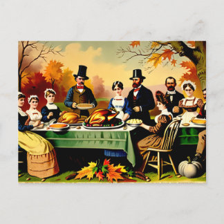 Thanksgiving 1800s feestdagenkaart