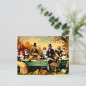 Thanksgiving 1800s feestdagenkaart (Staand voorkant)