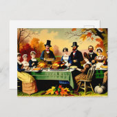 Thanksgiving 1800s feestdagenkaart (Voorkant / Achterkant)