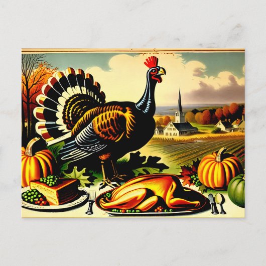 Thanksgiving 1800s Fresh Turkije Feestdagenkaart (Voorkant)