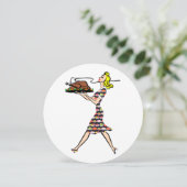 Thanksgiving 1950 blonde huisvrouw kaart (Staand voorkant)