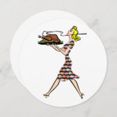 Thanksgiving 1950 blonde huisvrouw kaart (Voorkant / Achterkant)