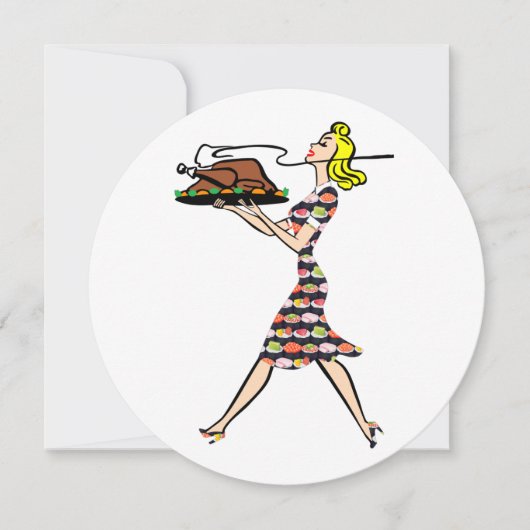 Thanksgiving 1950 blonde huisvrouw kaart (Voorkant)