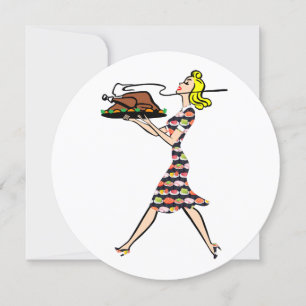 Thanksgiving 1950 blonde huisvrouw kaart