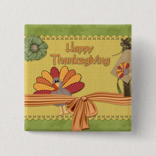 Thanksgiving 2009 vierkante button 5,1 cm