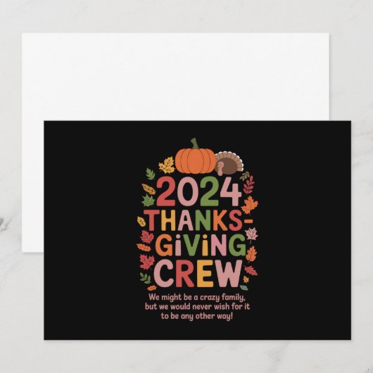 Thanksgiving 2024 Crew Turkije Matching Kaart (Voorkant / Achterkant)