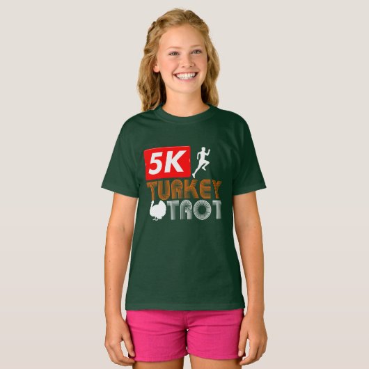 Thanksgiving 5K Turkije Trot Gag Nieuwigheid T-shirt (Voorkant volledig)