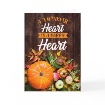 Thanksgiving A Thankful Heart Pumpkin and Gourds