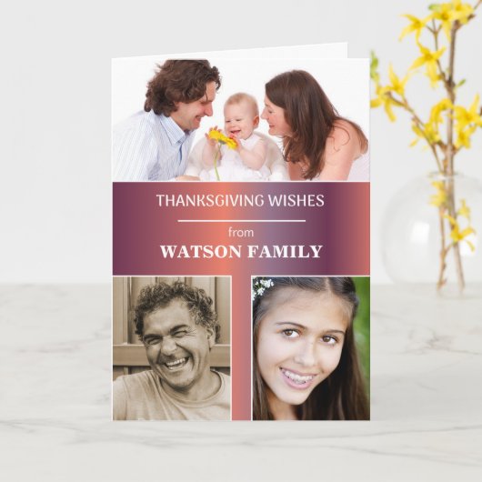 Thanksgiving Aangepast 3 Fotonaam Kaart (Gele Bloem)