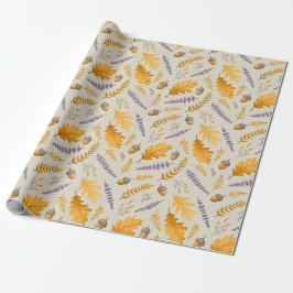 Thanksgiving Acorn and Lavender Fall Gift Wrap Cadeaupapier