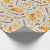 Thanksgiving Acorn and Lavender Fall Gift Wrap Cadeaupapier (Hoek)