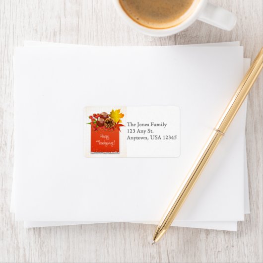 Thanksgiving Adreslabel met Herfst Foliage Etiket (Insitu)
