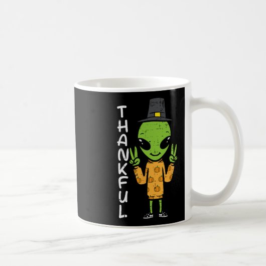 Thanksgiving Alien Dankbaar Funny Herfst Ruimte Ma Koffiemok (Rechts)