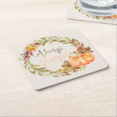 Thanksgiving - "Altijd dankbaar" - Waterverven Kartonnen Onderzetters (Schuin)