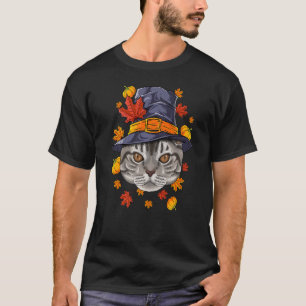 Thanksgiving American Shorthair Pilgrim Costume Fa T-shirt