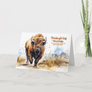 Thanksgiving Amerikaanse Bizon Buffalo Aquarel Feestdagen Kaart