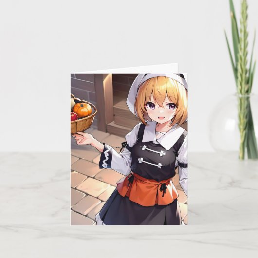 Thanksgiving Anime B - AI Feestdagen Kaart (Voorkant)