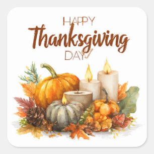 Thanksgiving-ansichtkaart in feestelijke arrangeme vierkante sticker