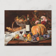 Thanksgiving-ansichtkaart met fruit en wijn