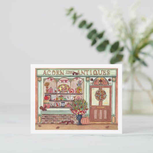 Thanksgiving Antiek winkelWaterverf Briefkaart (Staand voorkant)