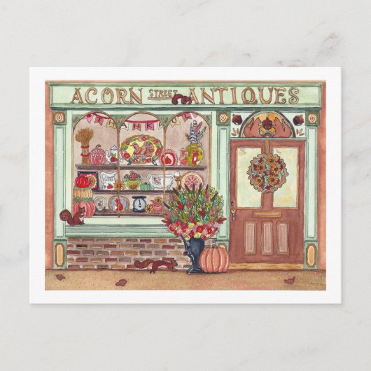 Thanksgiving Antiek winkelWaterverf Briefkaart (Voorkant)