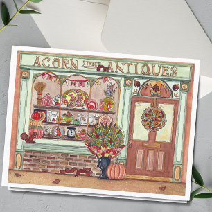Thanksgiving Antique Shop Aquarelkaart Kaart