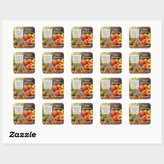 Thanksgiving Apple Basket Vierkante Sticker (Vel)