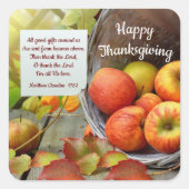 Thanksgiving Apple Basket Vierkante Sticker (Voorkant)