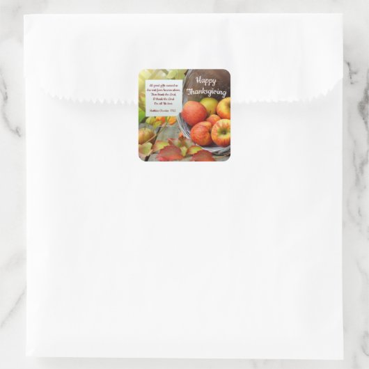 Thanksgiving Apple Basket Vierkante Sticker (Tas)