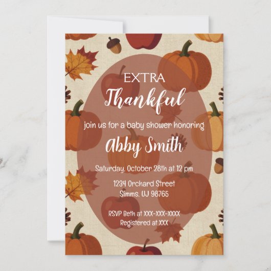 Thanksgiving Apples & Pumpkins Fall Baby Shower Kaart (Voorkant)