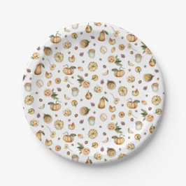 Thanksgiving Aquarel Herfst Pompoen Eten Papieren Bordje