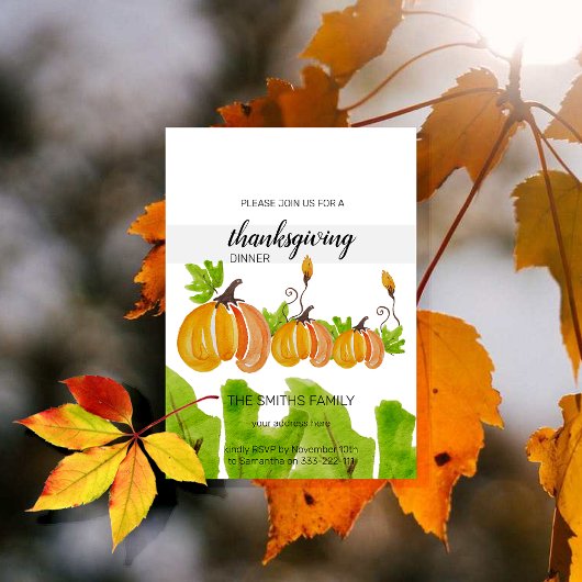 Thanksgiving-aquarel Pompoenen Kaart