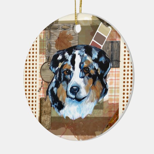 THANKSGIVING AUSTRALIAN SHEPHERD KERAMISCH ORNAMENT (Links)
