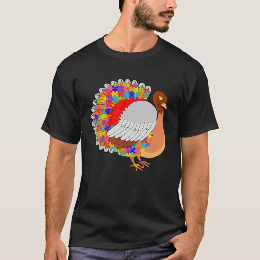 Thanksgiving Autisme Turkey Jigzaag Puzzle Gobble T-shirt (Voorkant)