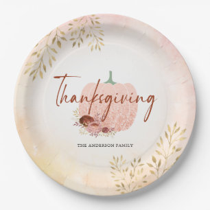 Thanksgiving Autuman Roos Gold Glitter Pumpkin Papieren Bordje