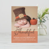 Thanksgiving Autumn Baby Birth Foto Aankondiging (Staand voorkant)