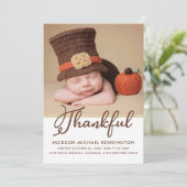 Thanksgiving Autumn Baby Birth Foto Aankondiging (Staand voorkant)