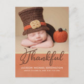 Thanksgiving Autumn Baby Birth Foto Aankondigingskaart (Voorkant)